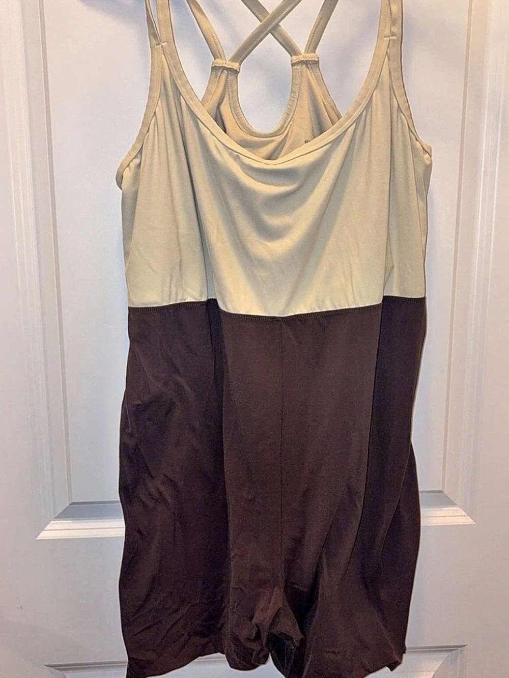 Old Navy StudioSmooth Athletic Dress Color Block Brown & Cream Size Medium